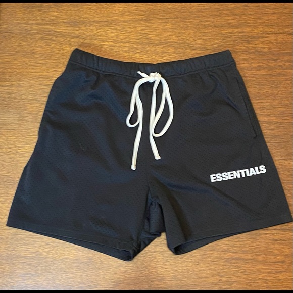 Fear of God Essentials Mesh Drawstring Shorts; Black, Size XS (Fit Like S/M) - Picture 1 of 11